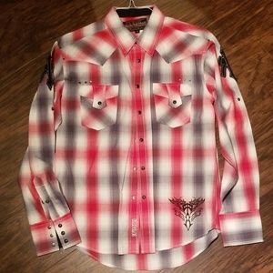 Rock and roll cowboy button up shirt